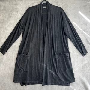 Eileen Fisher Cardigan Women's M Long Grey Minimalist Pockets Sustainable